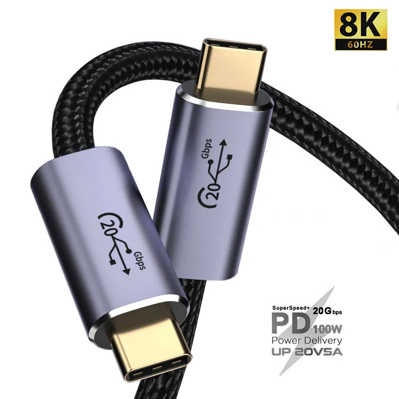 0.5m PD 100W USB-C 3.2 Gen2 Data Cable 8K/60Hz 20Gbps High Speed Video Date Transmission Fast Charging Cord