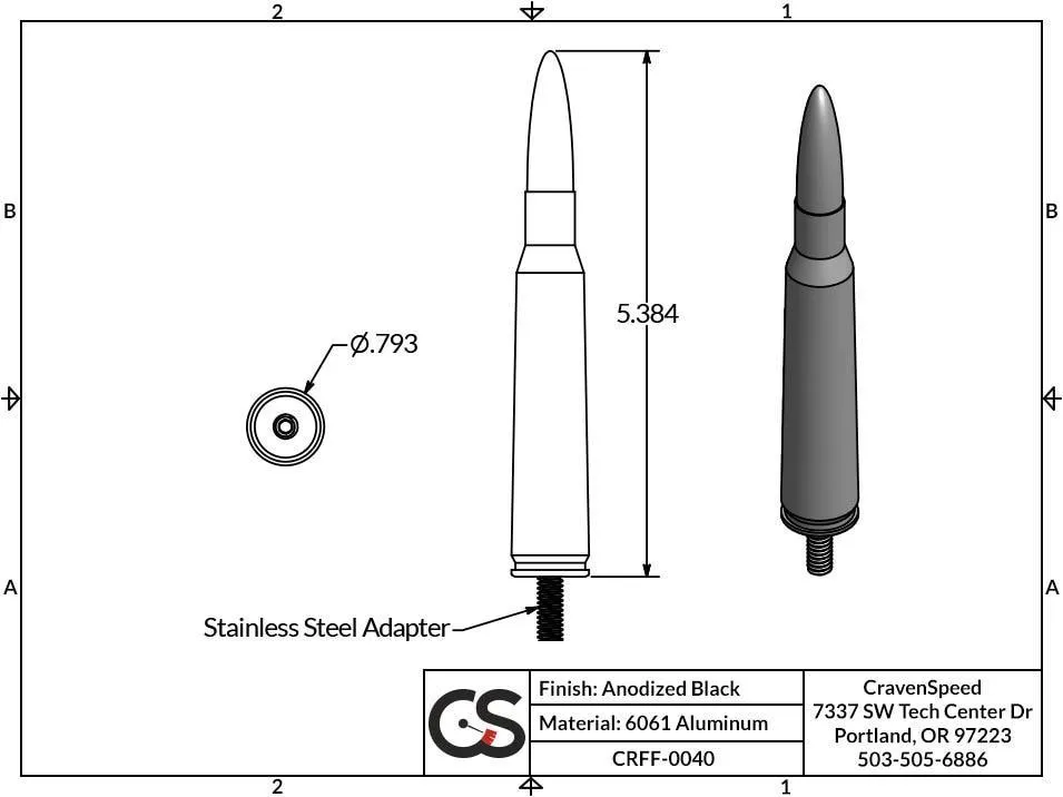 '09-20 Ford F150 CravenSpeed Bullet Style Stubby Antenna