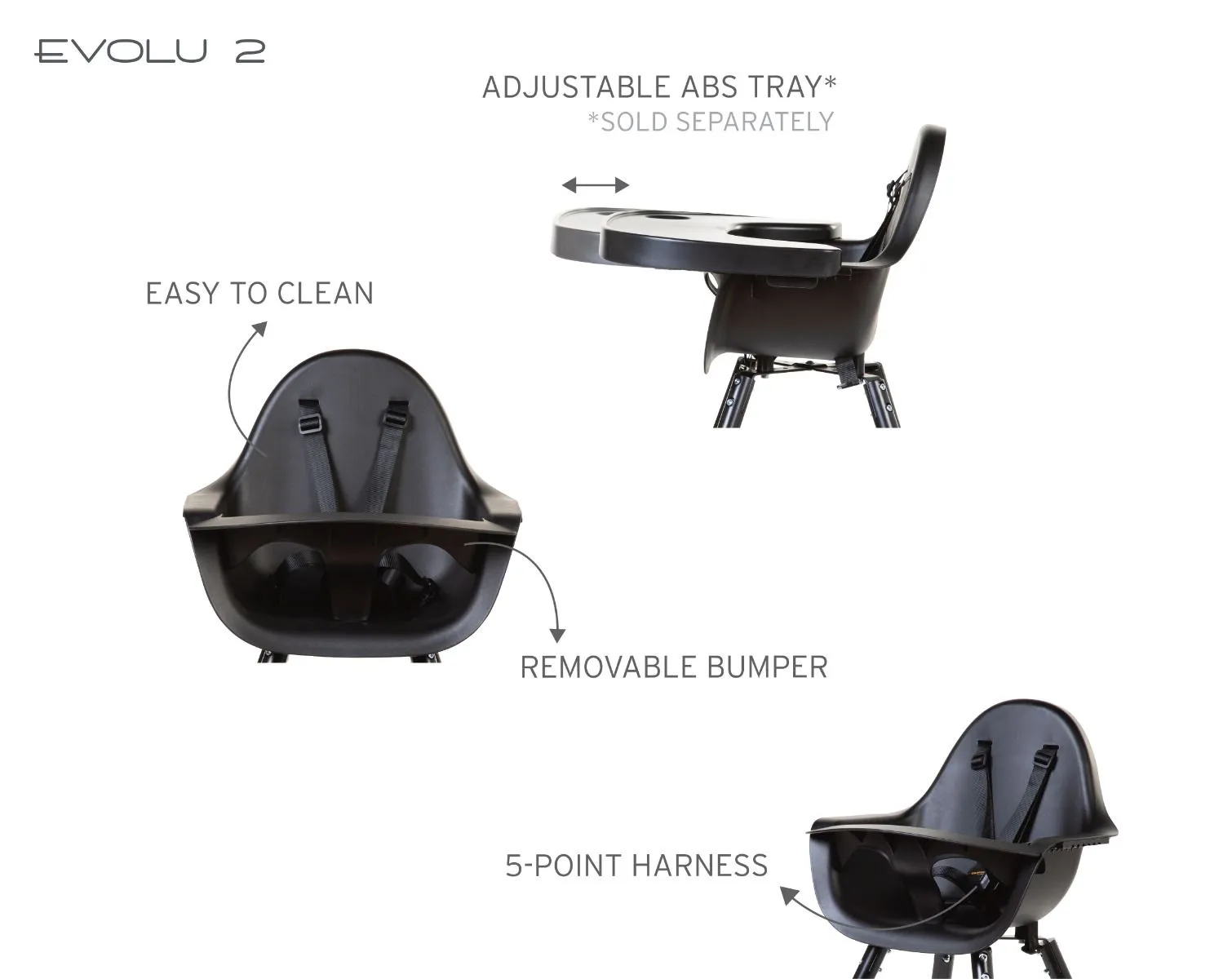 [1 yr local warranty] Childhome Evolu 2 High Chair - Black