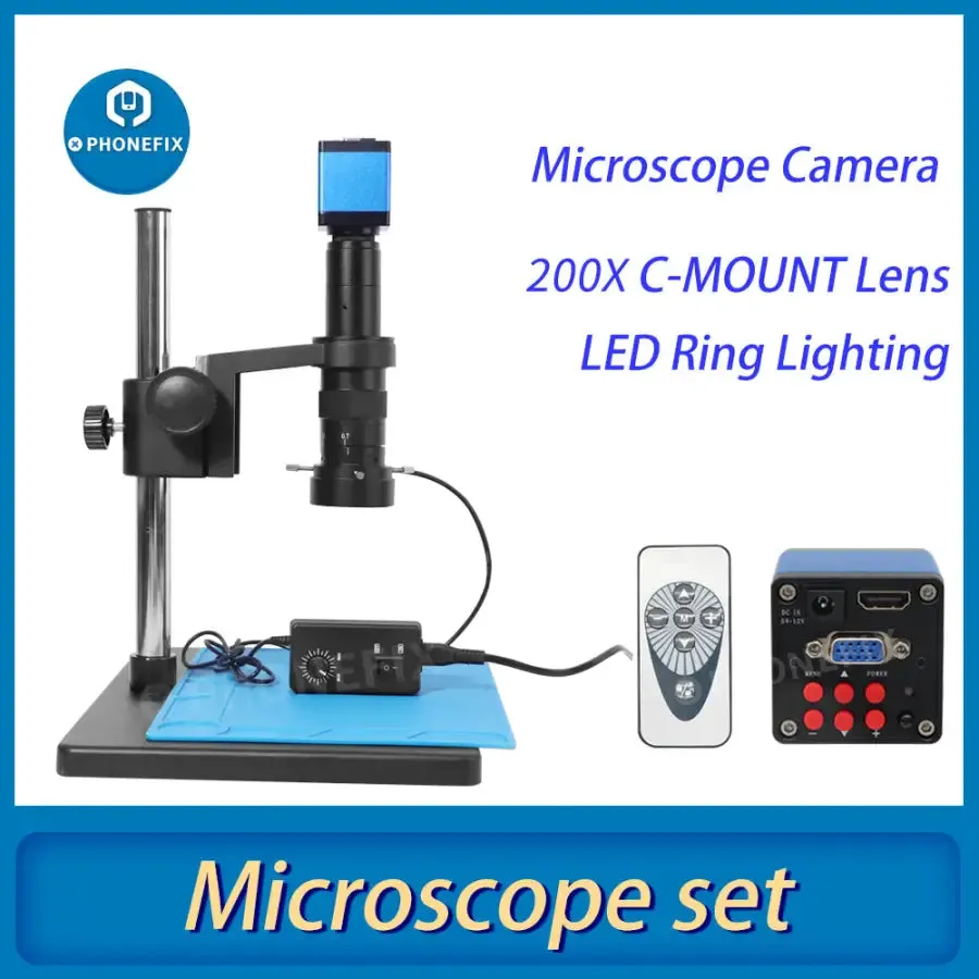 13MP HDMI VGA Digital Video Camera Microscope Set For PCB Repair