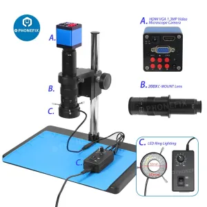 13MP HDMI VGA Digital Video Camera Microscope Set For PCB Repair