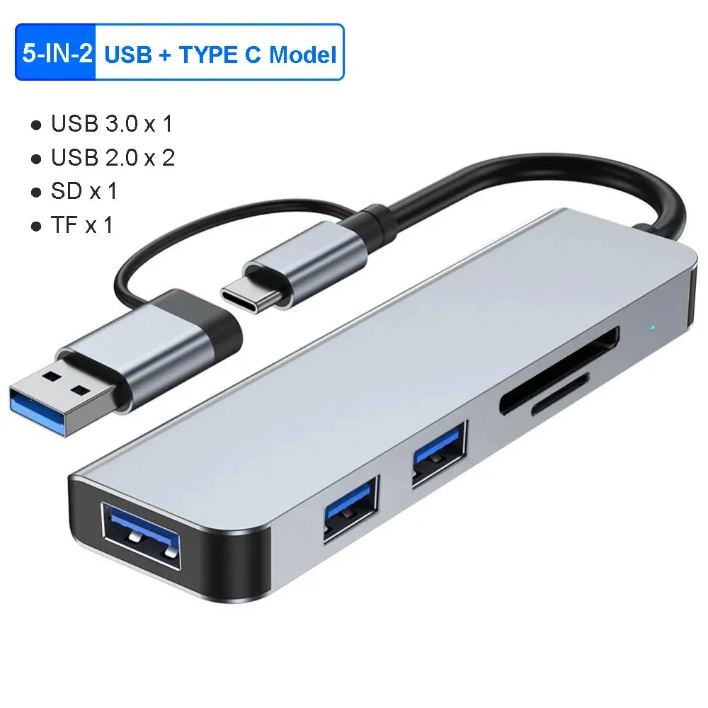 8-IN-2 USB HUB 3.0 USB C HUB Dock Station 5Gbps High Speed Transmission USB Splitter Type C to USB