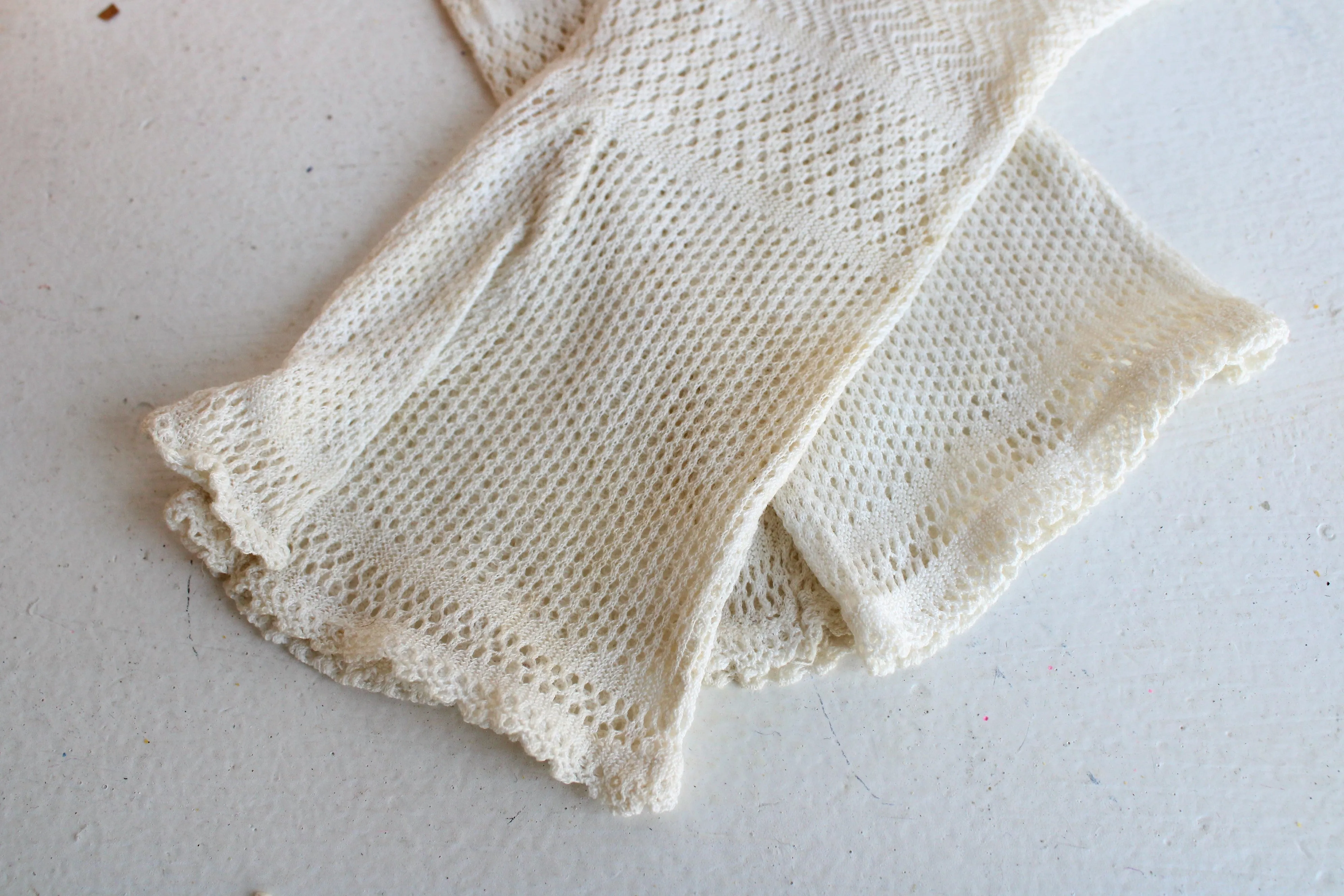 Antique Ivory Silk Lace Fingerless Gloves