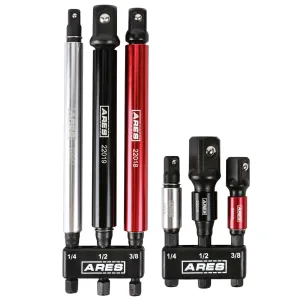 ARES 22013 - 6-Piece 3-Inch and 6-Inch Impact Grade Socket Adapter Set with Color Sleeve