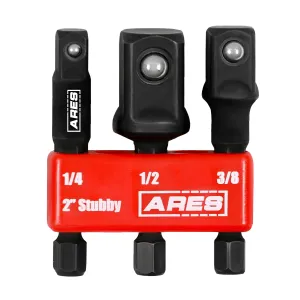 ARES 22031 - 3-Piece 2-Inch Stubby Impact Grade Socket Adapter Set