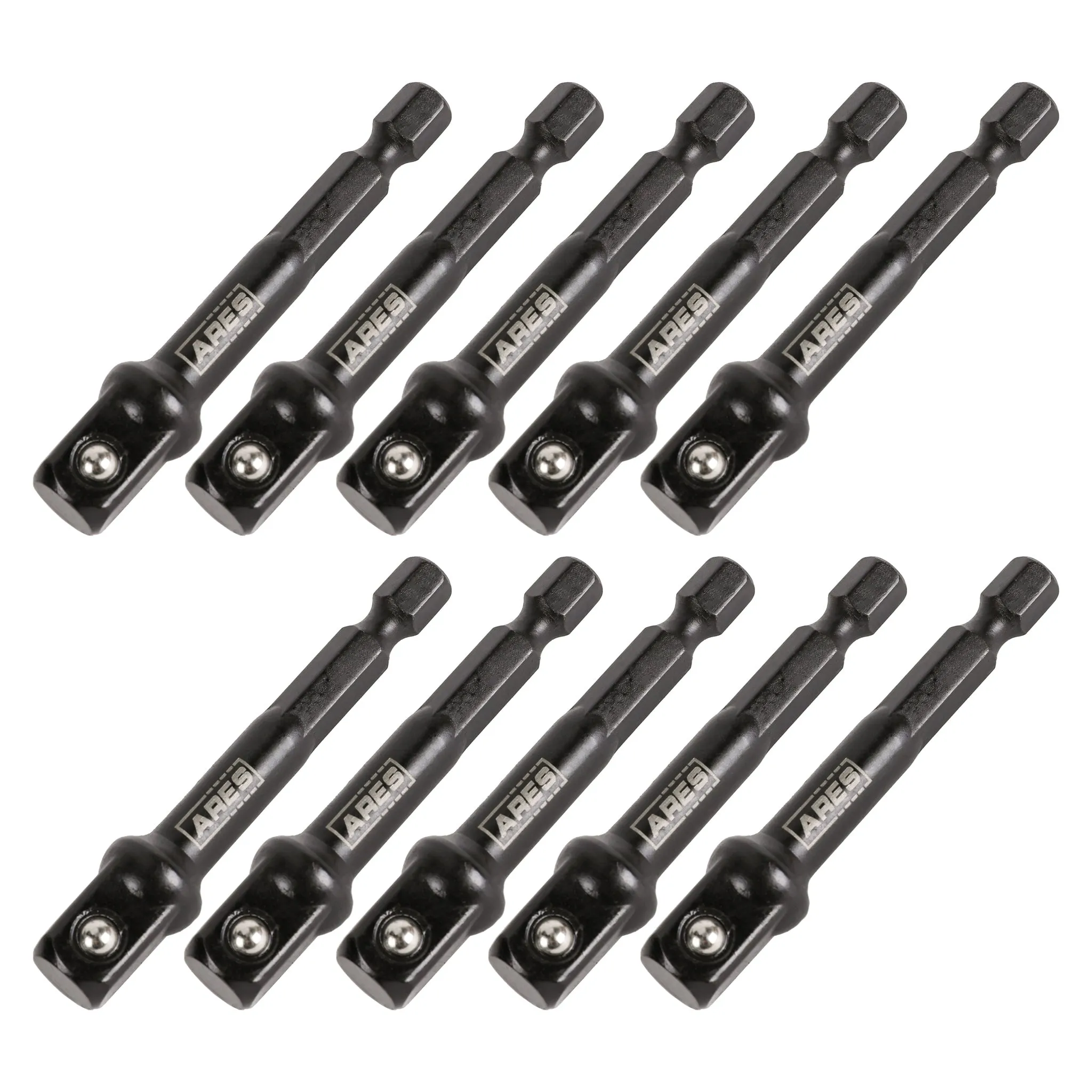 ARES 70387 - 10-Piece 3/8-Inch Drive 3-Inch Impact Grade Socket Adapter Set