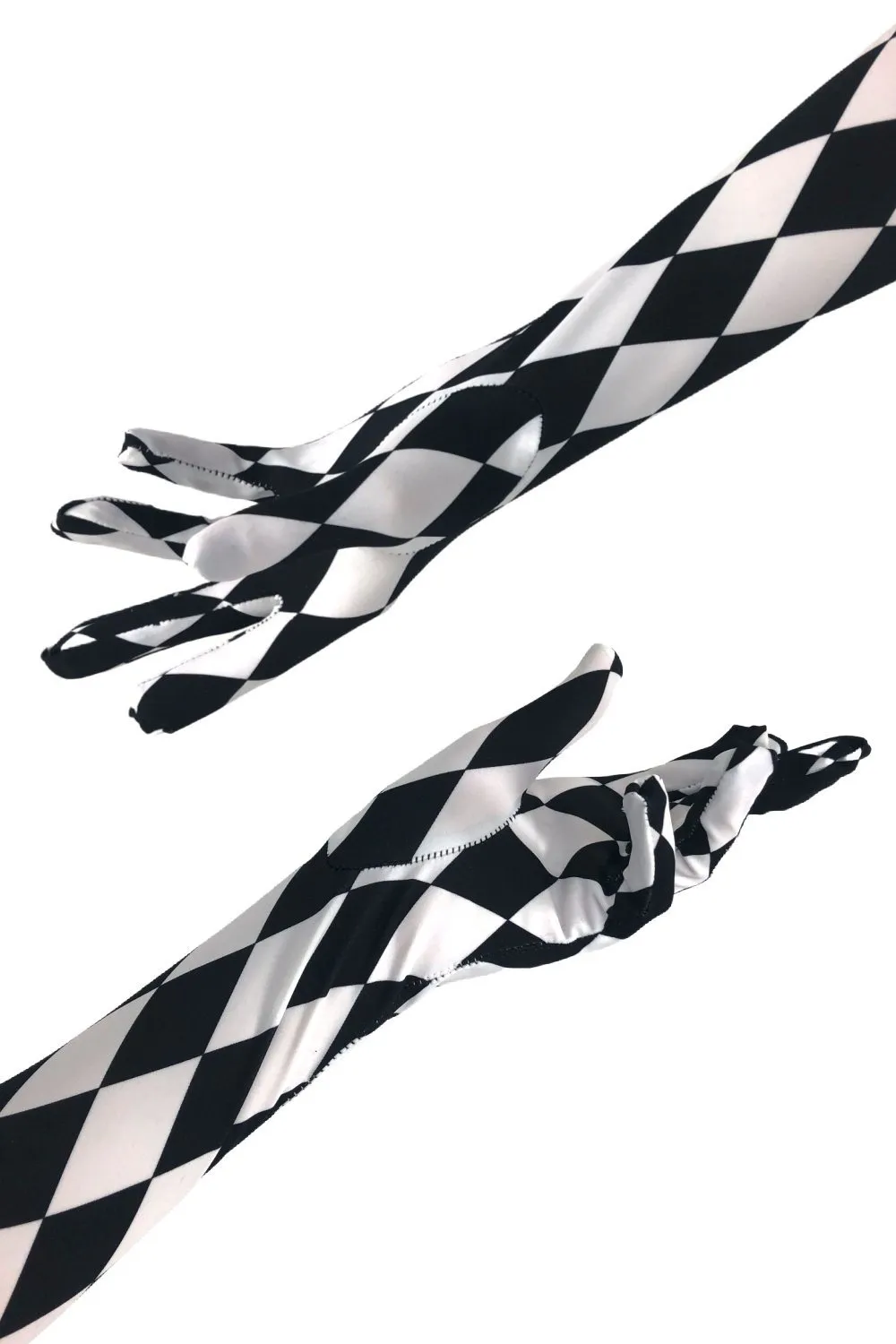 Black And White Diamond Print Gloves