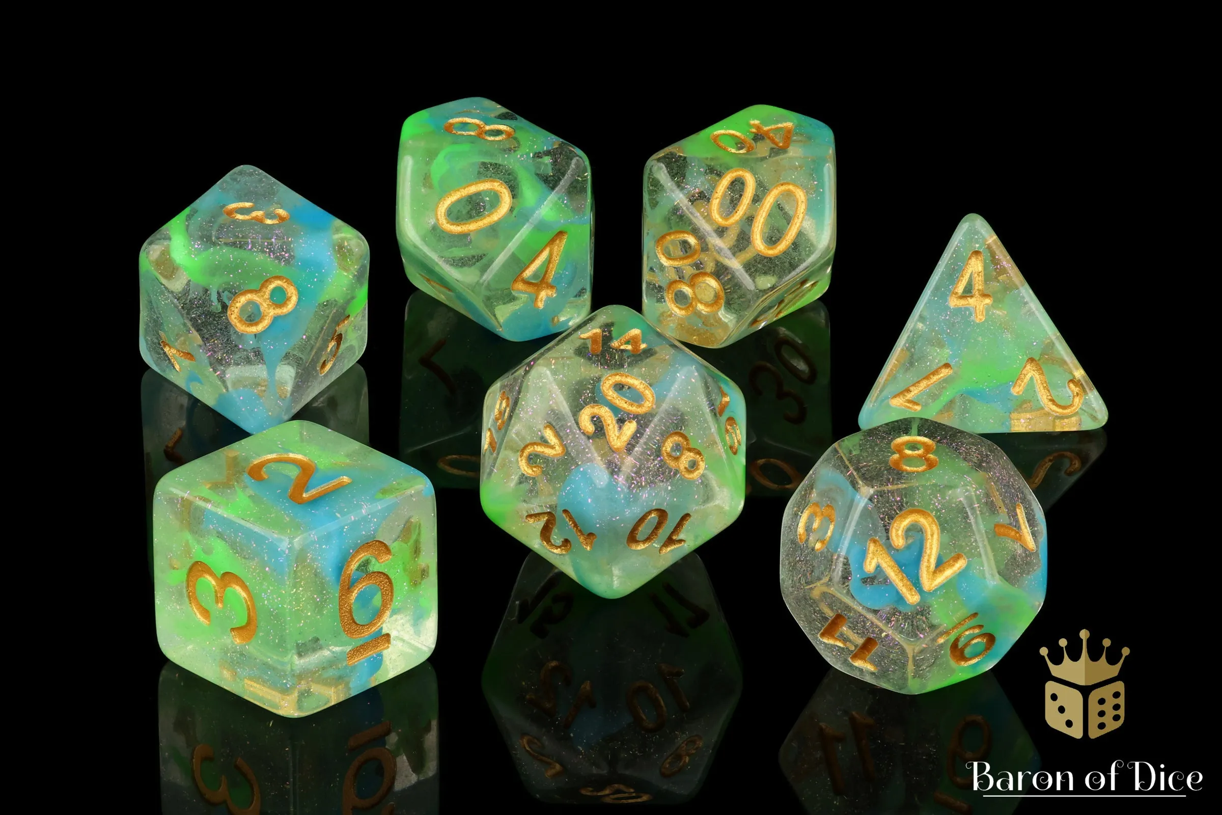 Blue Malachite RPG Dice Set - 7 Pieces