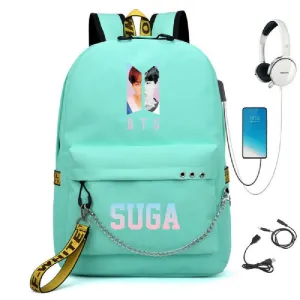 BTS BTS school bag USB charging backpack outdoor sports personalized student school bag-14