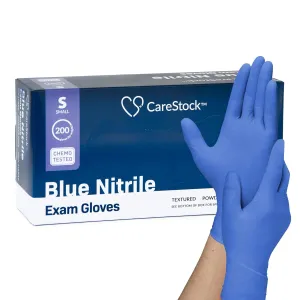 CareStock Nitrile Exam Gloves, Textured Fingertips, Blue