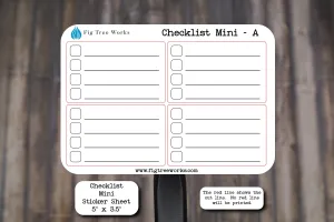 Checklist Mini Sticker Sheet  | To Do, Reminder, Tasks List | Kiss Cut, Matte Finish | Style A