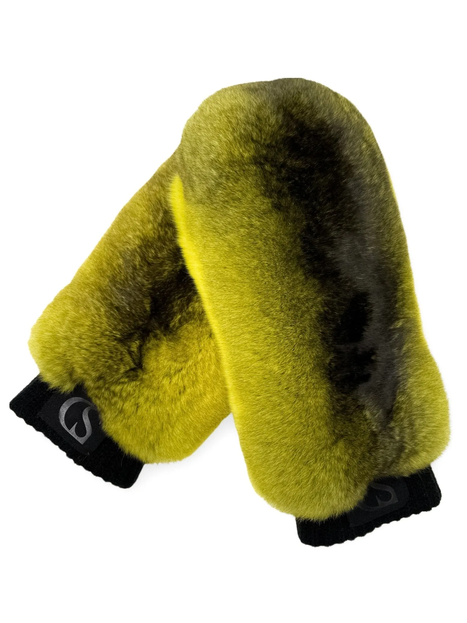 Chinchilla Fur Mittens In Yellow