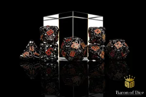 Denizens of the Deep Red Trench Metal RPG Dice Set - 7 Pieces