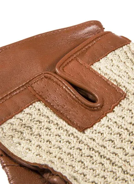 DENTS Kelly Crochet Back Leather Driving Gloves - Women's - Neutral & Cognac