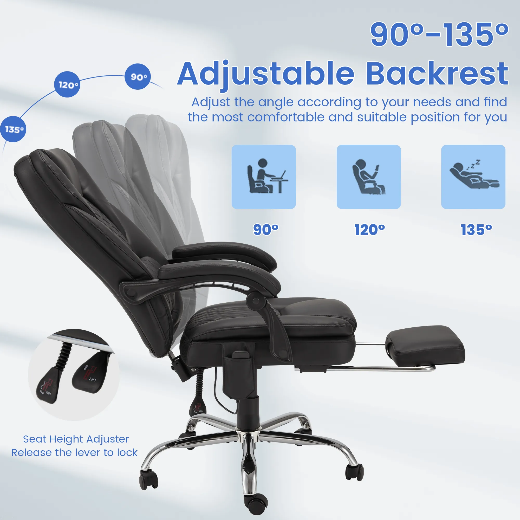 Executive Office Chair, Ergonomic Office Chair with Lumbar Support Black