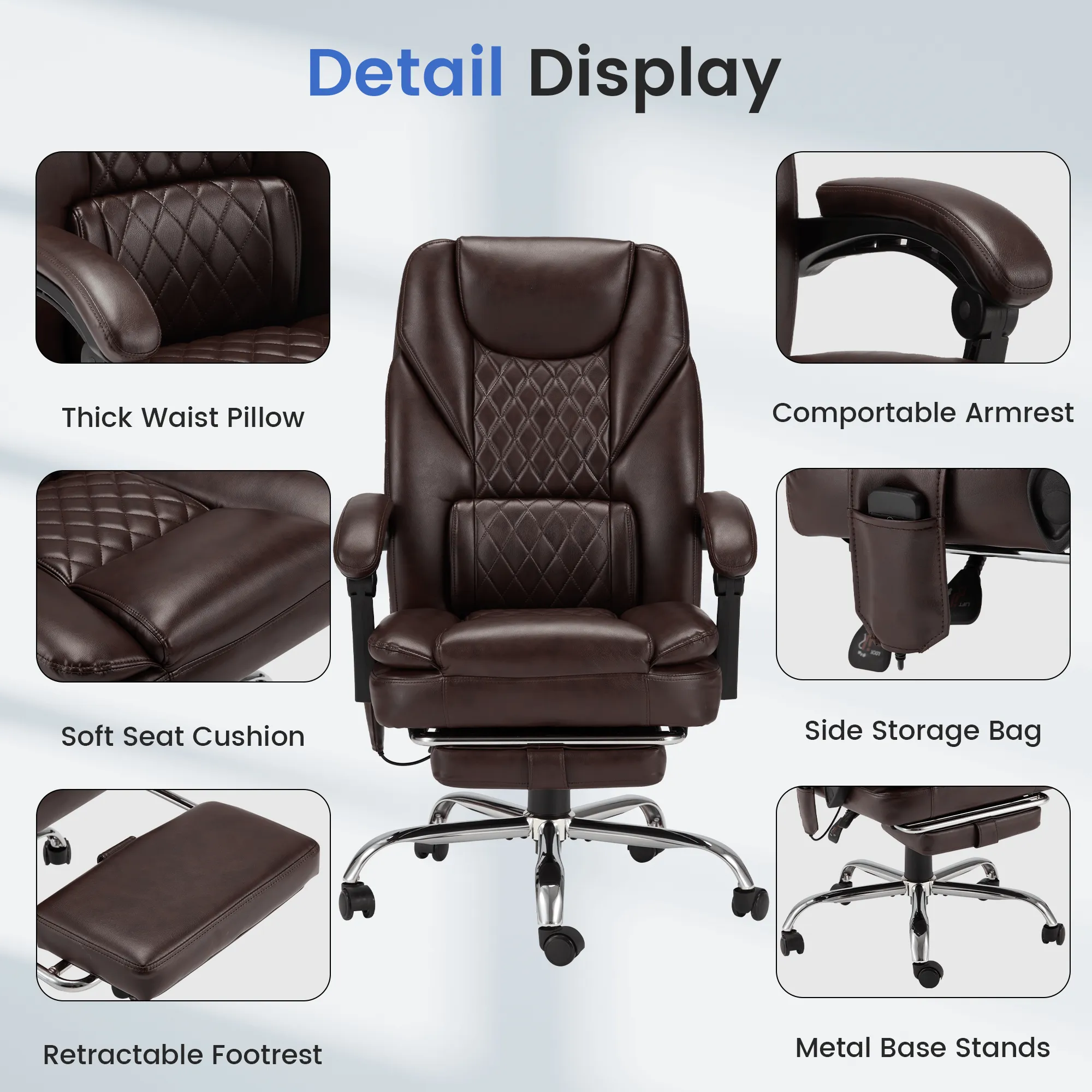 Executive Office Chair, Ergonomic Office Chair with Lumbar Support Brown