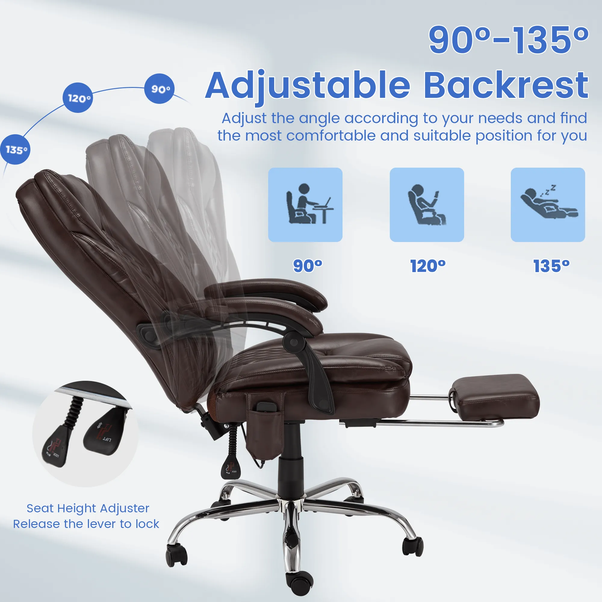 Executive Office Chair, Ergonomic Office Chair with Lumbar Support Brown