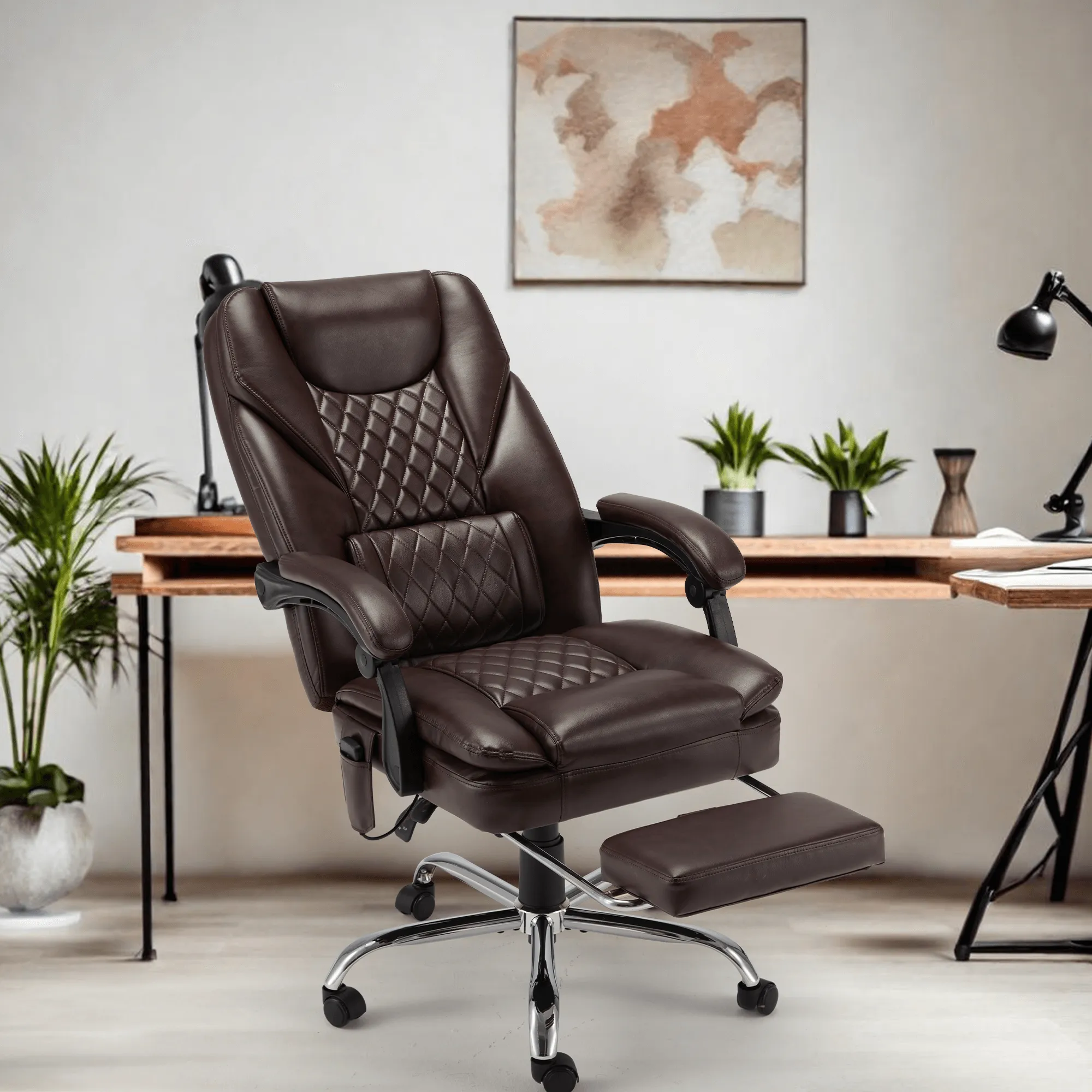 Executive Office Chair, Ergonomic Office Chair with Lumbar Support Brown