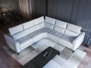 FERRARA WHITE LEATHER SECTIONAL WITH 3 POWER RECLINERS