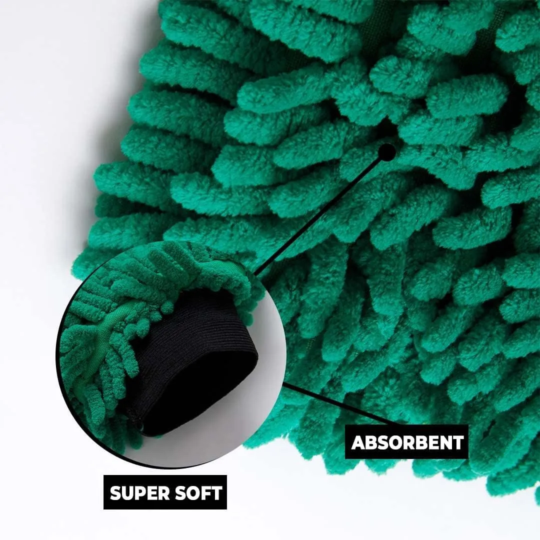 Homestic Pack of 3 Chenille Dry Mitt Gloves|Multi-Purpose Gloves for Kitchen, Home & Laptop Cleaning|Lint & Scratch Free|Super Absorbent|Extra Large But Light Weight |FH8059|Emerald Green