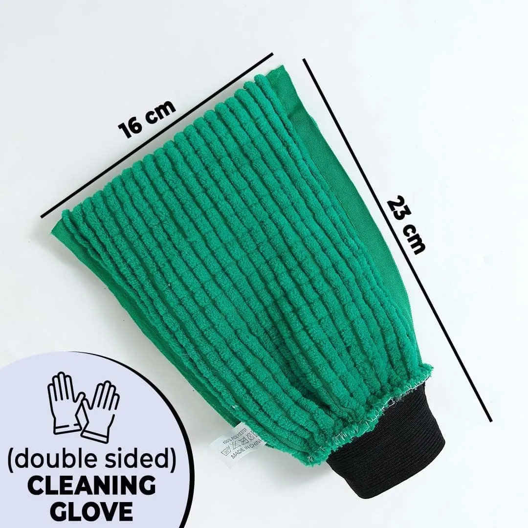 Homestic Pack of 3 Chenille Dry Mitt Gloves|Multi-Purpose Gloves for Kitchen, Home & Laptop Cleaning|Lint & Scratch Free|Super Absorbent|Extra Large But Light Weight |FH8059|Emerald Green