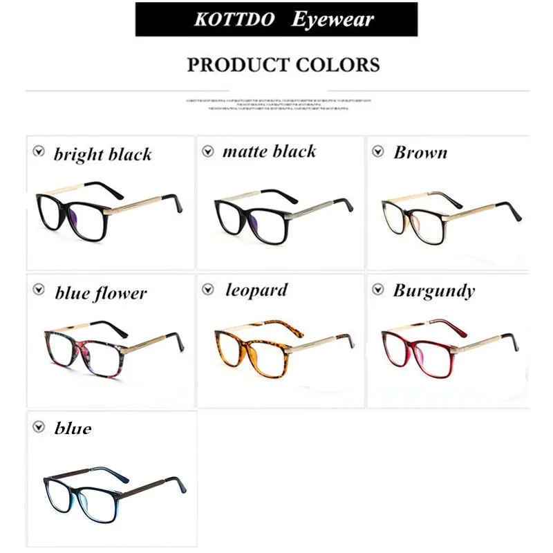 Kottdo Glasses Women Reading Eyeglasses Frame Men Square Glasses 0088