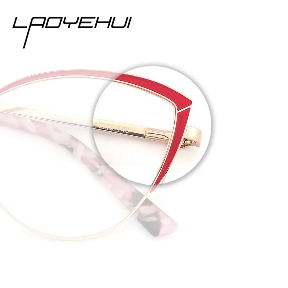 Laoyehui Women's Full Rim Cat Eye Alloy Myopic Reading Glasses Anti Blue Light 6609