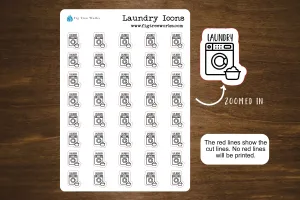 Laundry Stickers, Laundry Icons Sticker Sheet, Kiss Cut, Matte Finish