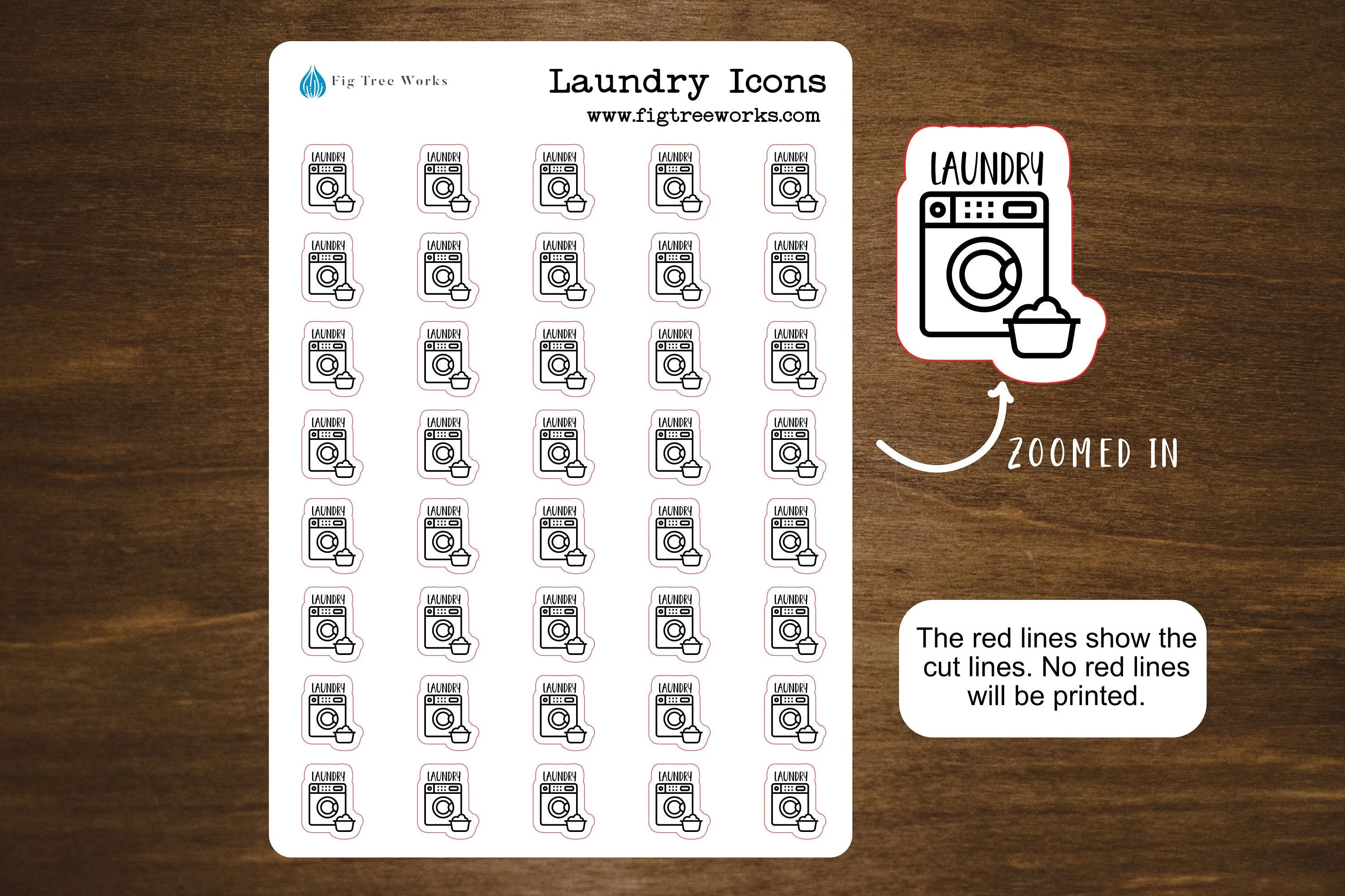 Laundry Stickers, Laundry Icons Sticker Sheet, Kiss Cut, Matte Finish