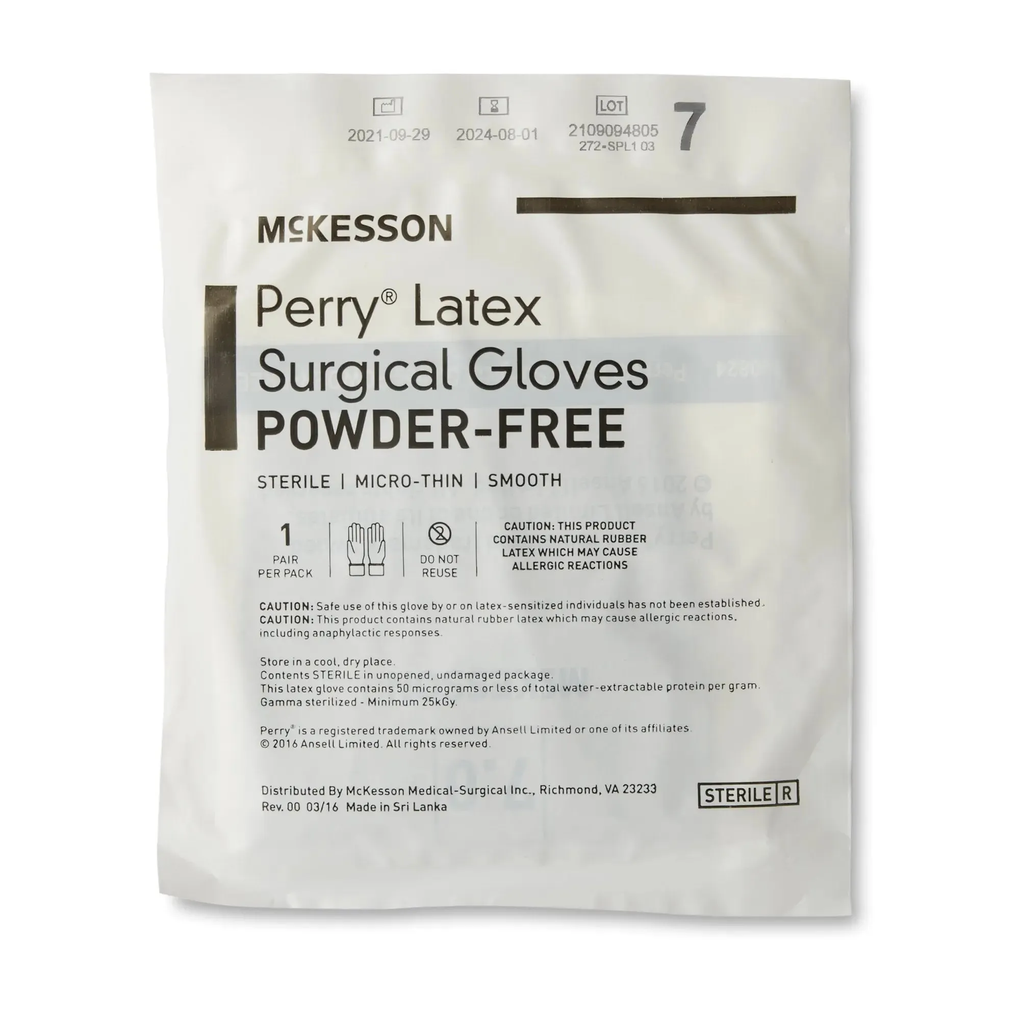 McKesson Perry® Latex Surgical Glove, Size 7, Brown