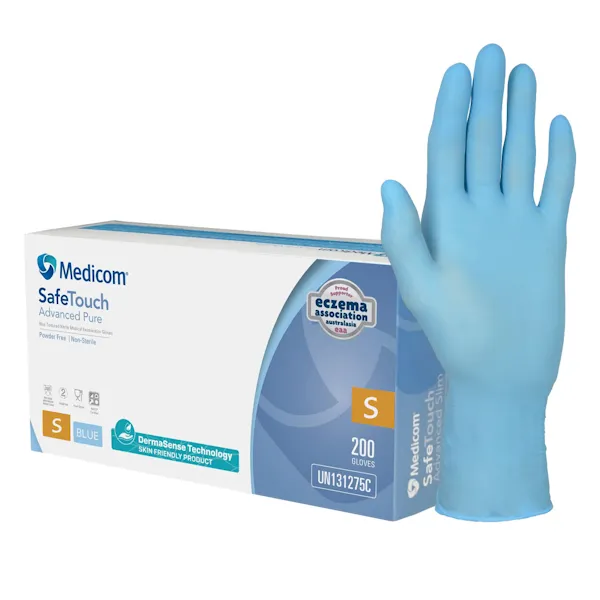 Medicom SafeTouch Advance Pure Blue Nitrile Gloves - 200 Pack