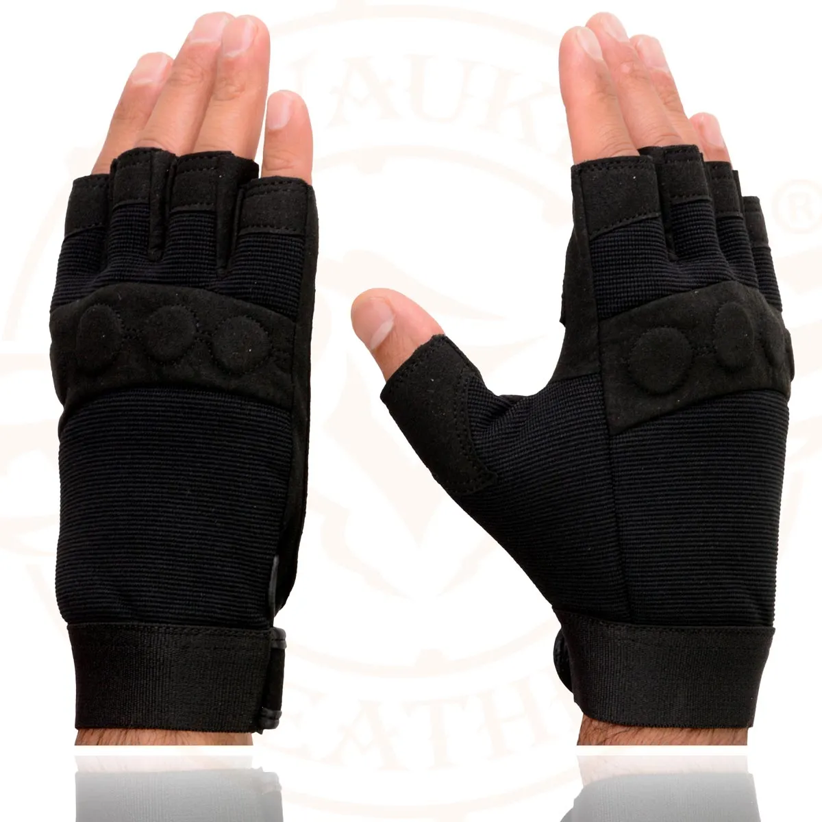 Milwaukee Leather SH44610 Men's Black Gel Padded Knuckle Fingerless