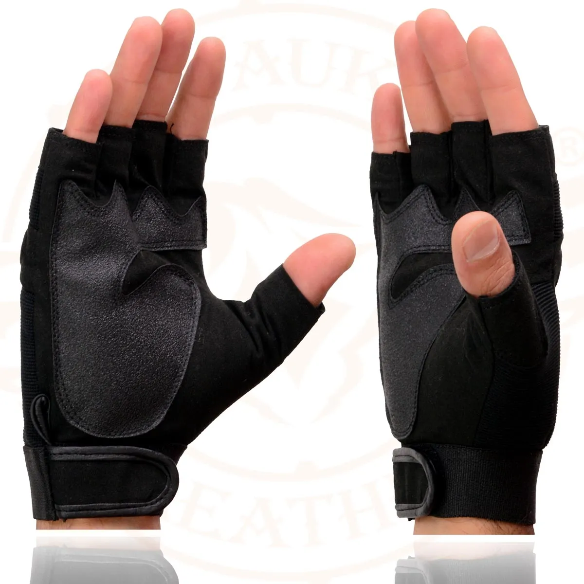 Milwaukee Leather SH44610 Men's Black Gel Padded Knuckle Fingerless