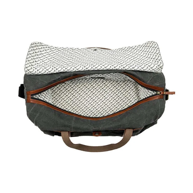 Mona B - Upcycled Canvas Duffel Gym Travel and Sports Bag with Stylish Design for Men and Women: Flap