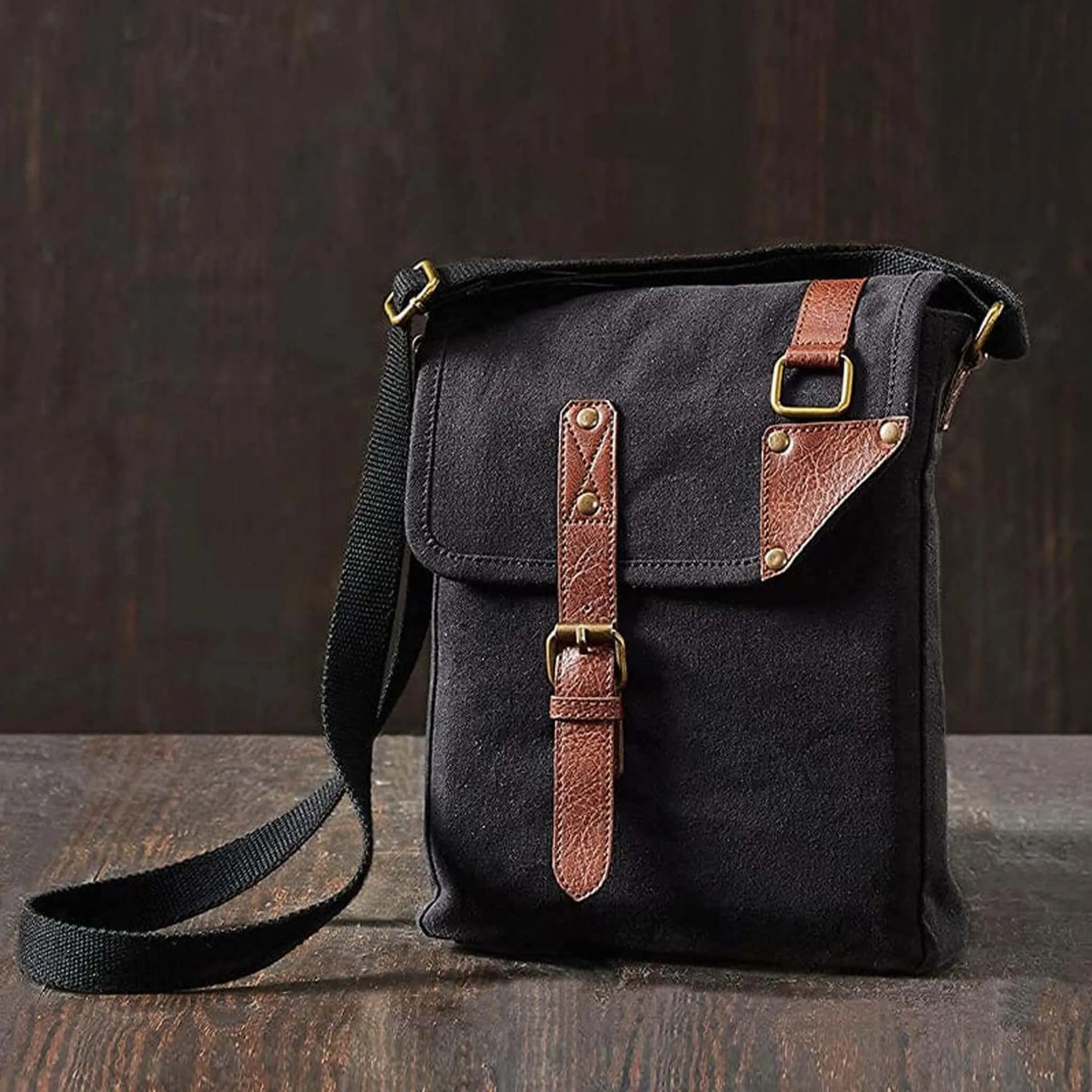 Mona B - Upcycled Canvas Messenger Crossbody Bag with Stylish Design for Men and Women: Parker