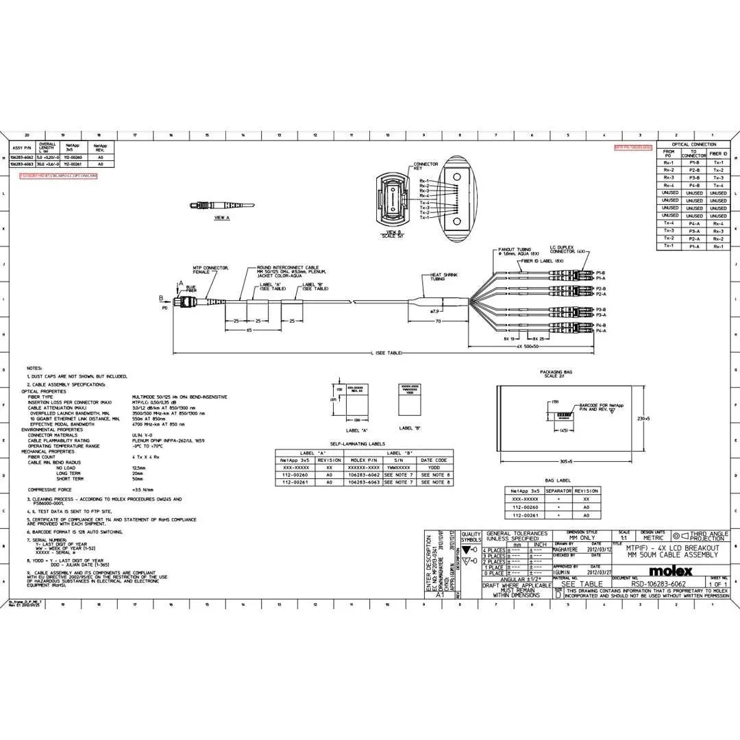 NetApp X66205-30 - 30m Data Cable with Plug MPO/4xLC | Opt, OM4, MPO/4xLC,