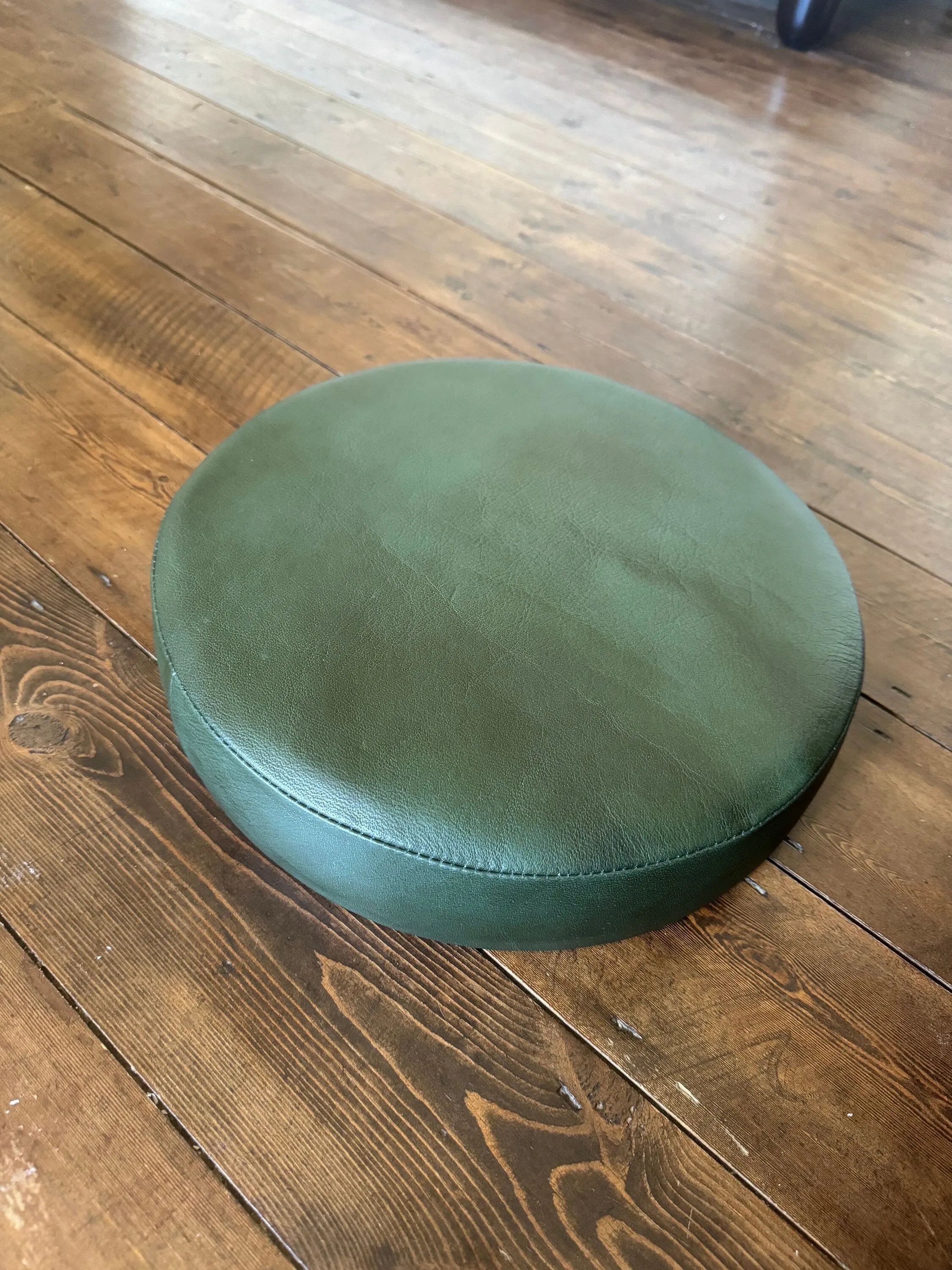 New Genuine Leather Vintage Green Bar Stool Top Handmade | Vintage Style | Replacement Seat 12 Inch