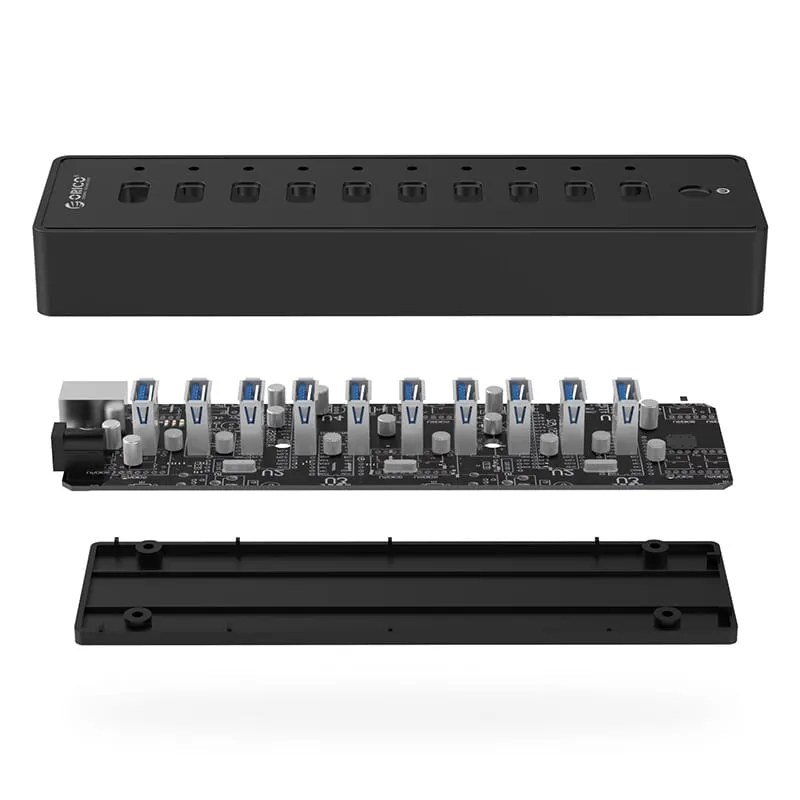 Orico 10 Port 30W Additional Power Usb3.0 Hub - Black