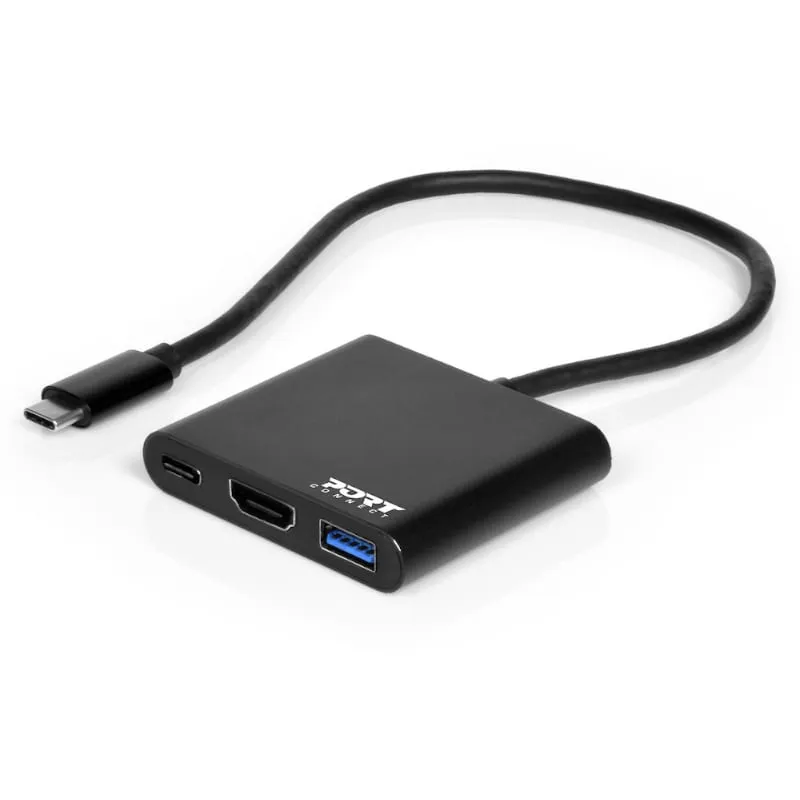 Port Usb Type-C To 1 X Hdmi|1 X Usb3.0|1 X Type-C 60W Pd Dock - Black