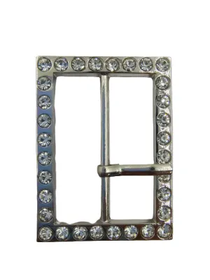 Prong Shiny Rhinestone Silver Buckle