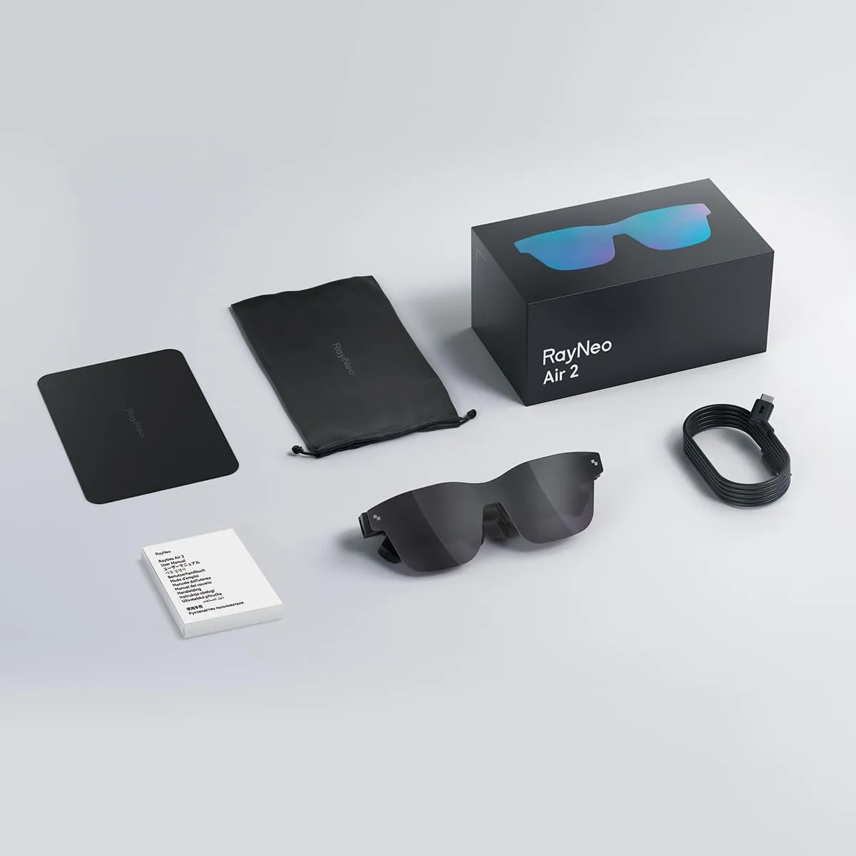 RayNeo Air 2 AR Glasses - Smart Glasses with 201" Micro OLED, Ultra-fast 120Hz, 600nits Brightness, 1080P Video Display Glasses, and Work on Android/iOS/Consoles/PC - Formerly TCL NXTWEAR