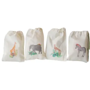 Safari Calico Party Favour Bags - Pack of 4