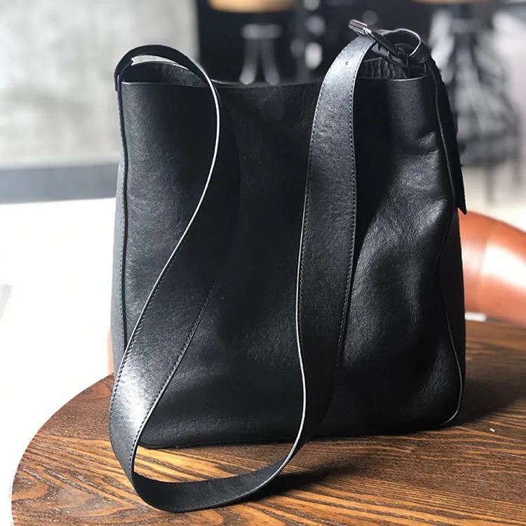 Stylish Womens Leather Tote Bag Black Leather Shoulder Bag For Women