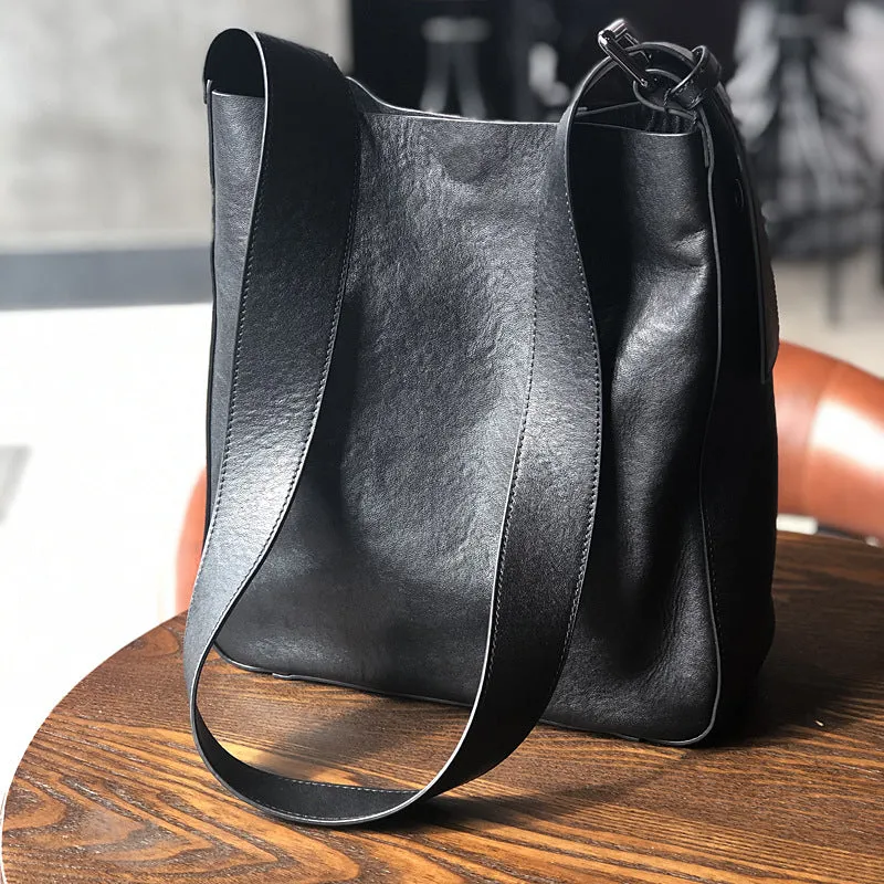 Stylish Womens Leather Tote Bag Black Leather Shoulder Bag For Women