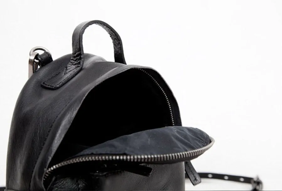 Stylish Womens Mini Rucksack Black Leather Womens Backpack Bags