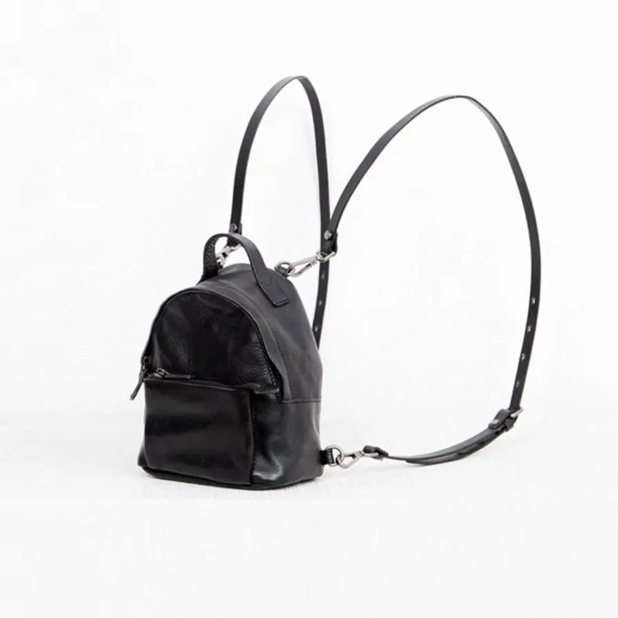 Stylish Womens Mini Rucksack Black Leather Womens Backpack Bags