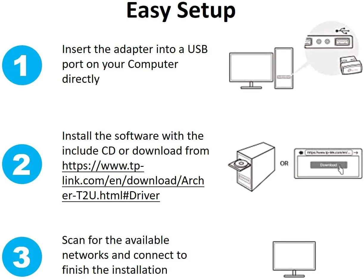 TP-LINK (ARCHER T2U Nano) AC600 (433 150) Wireless Dual Band USB Adapter, Advanced Security