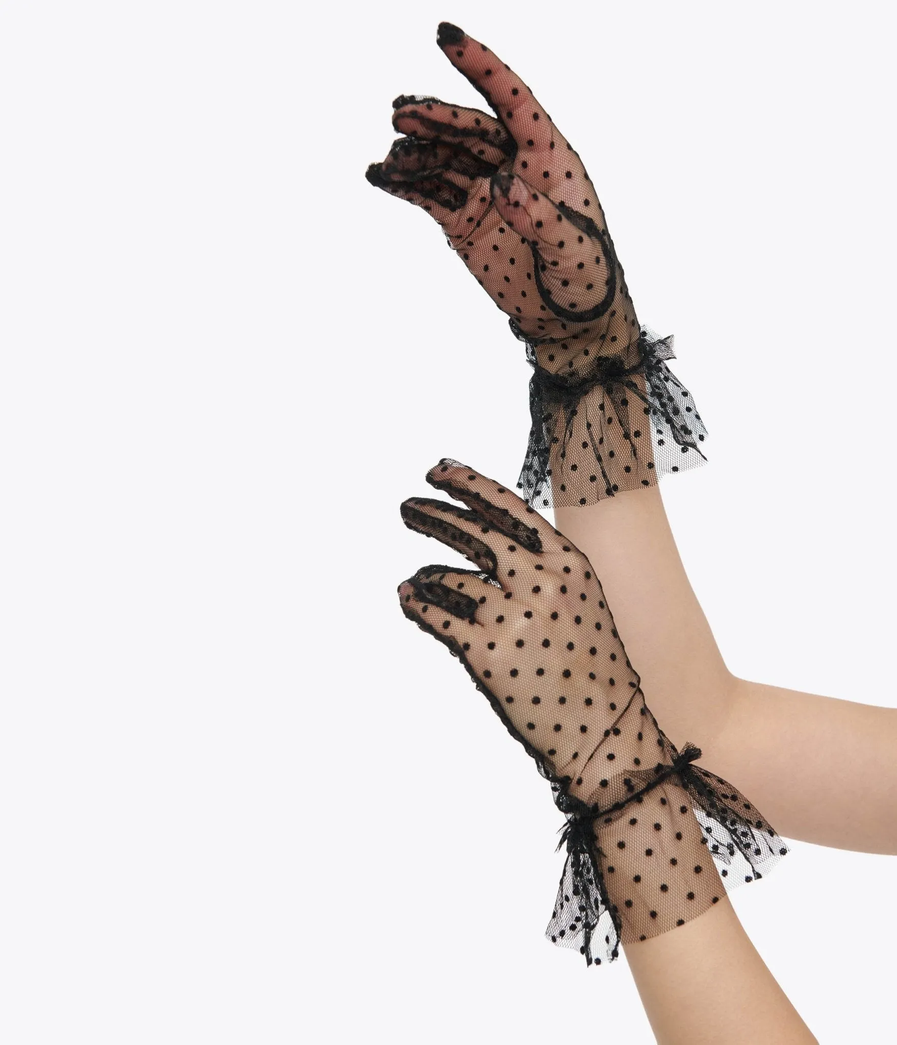 Unique Vintage 1950s Black Dot Mesh Gloves