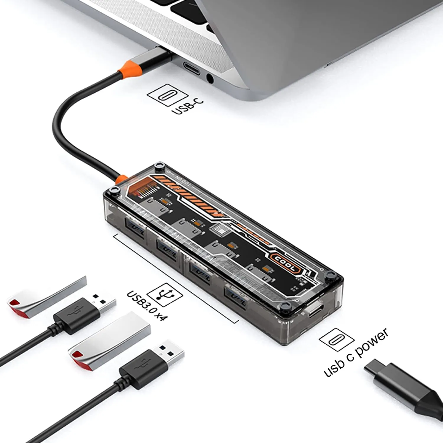 USB C Adapter Docking Station with 4-Ports