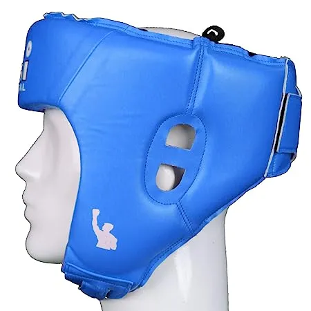 USI UNIVERSAL THE UNBEATABLE Boxing Headguard, 615DP Lite Contest Headguard, Hide Leather, Multiple Layers of Padding for Greater Shock Absorbing Adjustable Web Closure & Strap (BLUE)